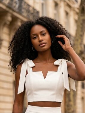 Elegant White Tie-Shoulder Crop Top